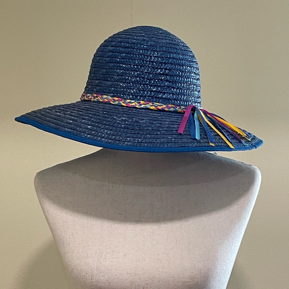 Women’s Kettle Sun Hat With Ribbon Band Party Wedding Derby Blue One Size